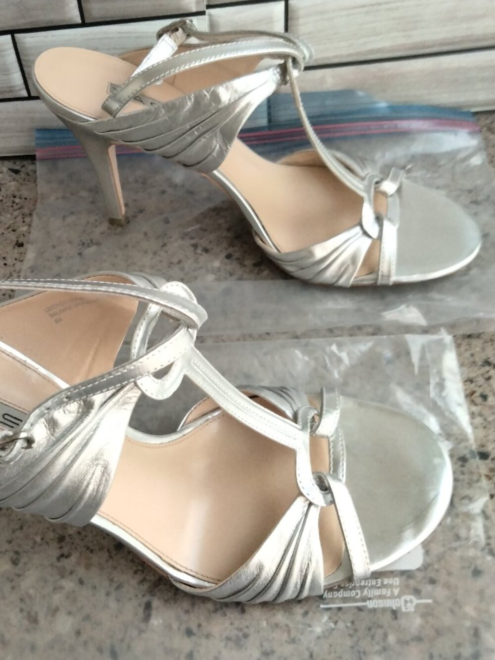 Silver Metallic T-Strap High Heel Sandals - Picture 4 of 13